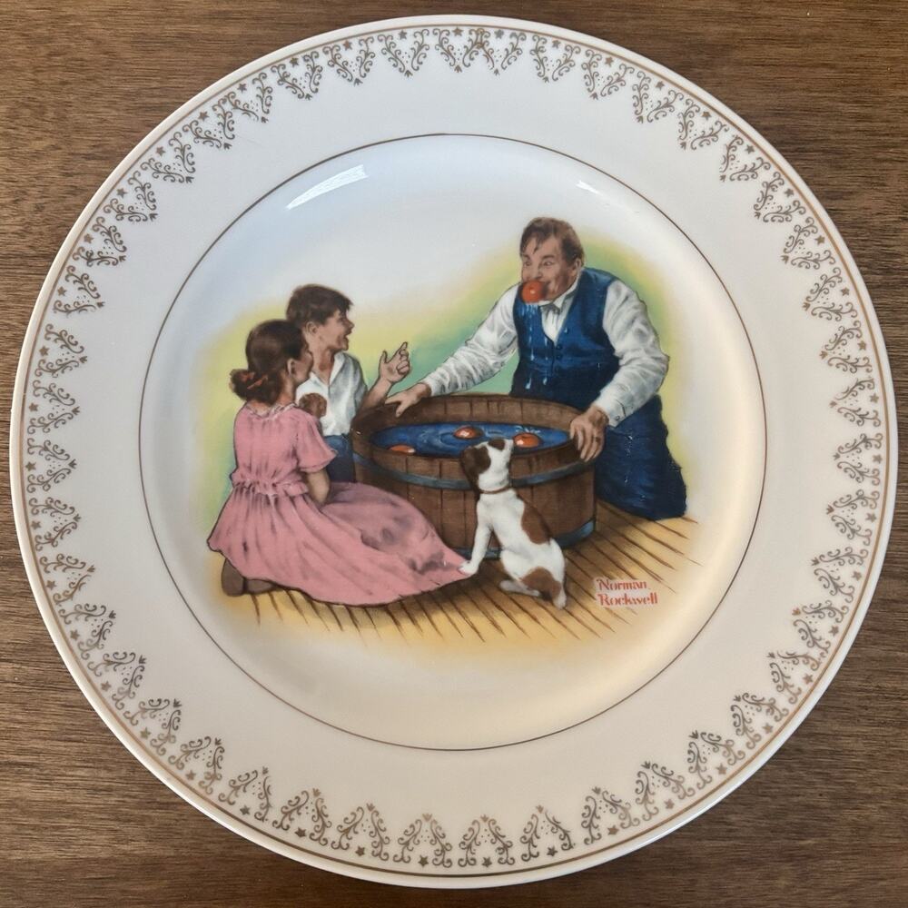 Norman Rockwell Apple Bobbing Collector Plate 1981 Childhood Series